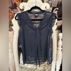 Point Zero Sheer Navy Blouse with White Dots